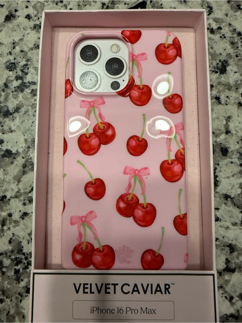 Velvet Caviar Pink Cherry Print iPhone Case